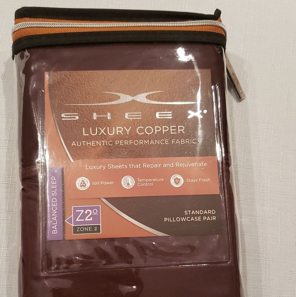 HP🎉SHEEX COPPER King Pillowcases AntiViral ION+ Repair & Rejuvenate NEW CHOCO - Picture 6 of 7